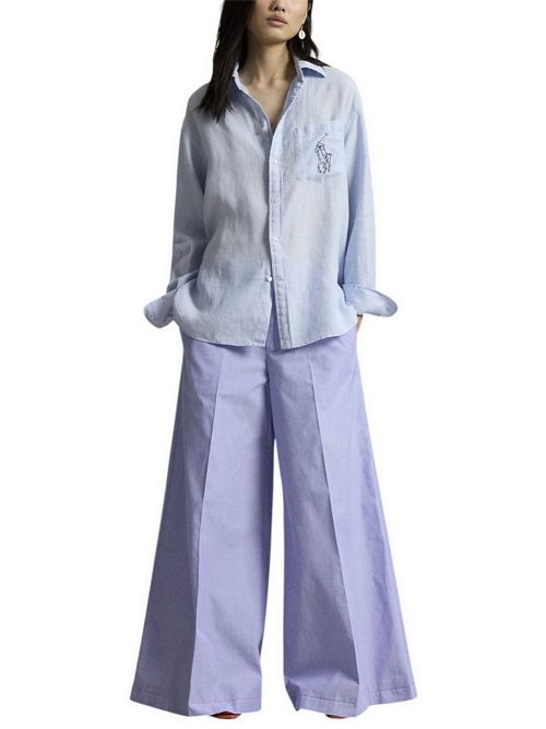 camicia donna con big pony azzurro